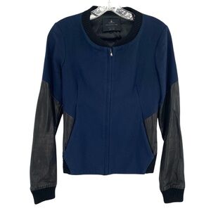 Thakoon Addition x Barneys New York Tweed Cotton Leather Moto Bomber Jacket